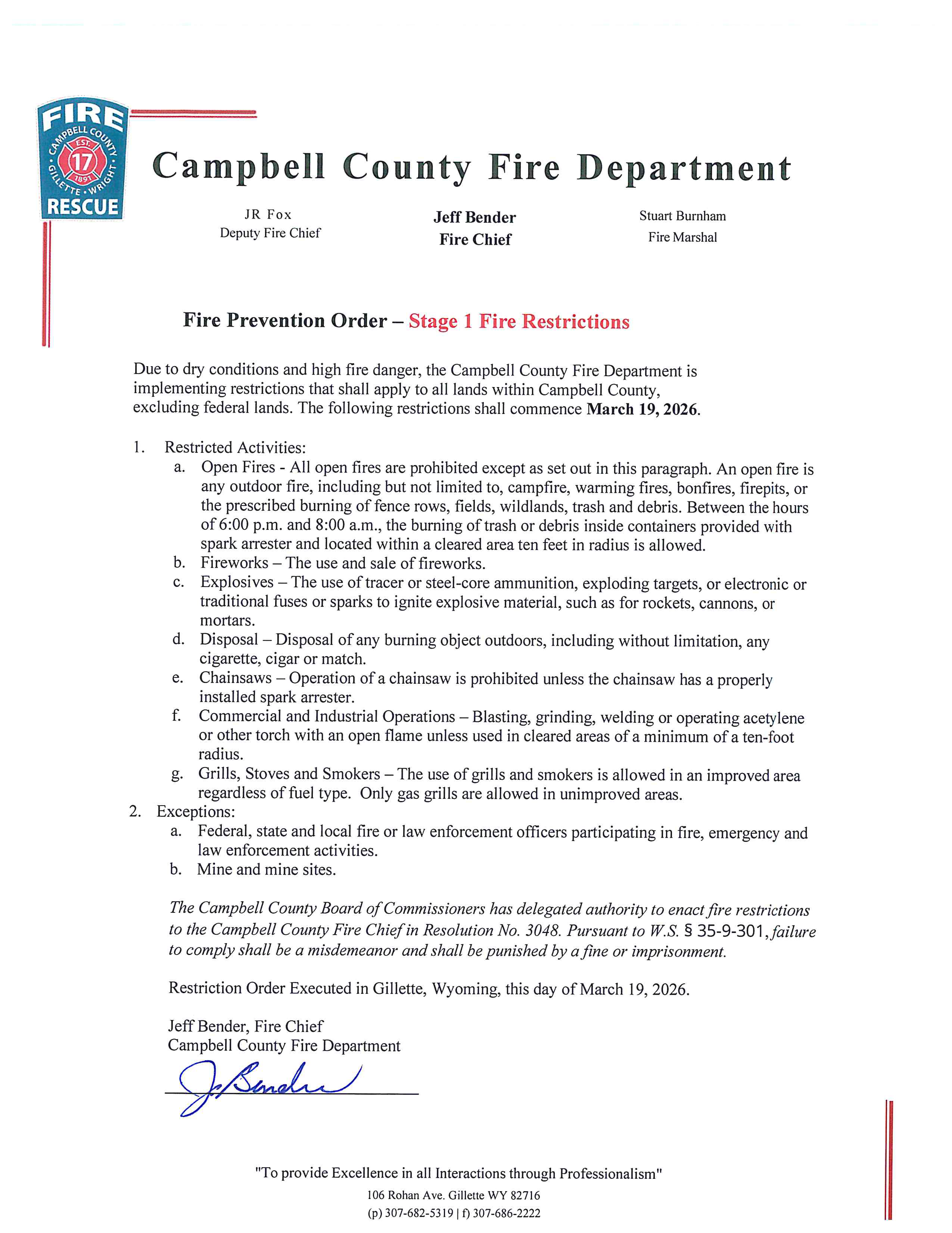 Fire Restrictions 2026